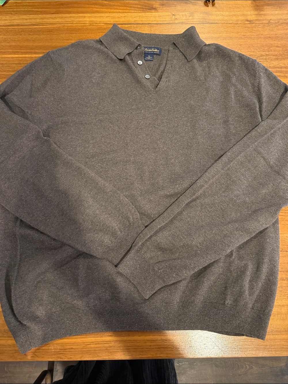 Brooks Brothers brown collared henley sweater- italian merino sz xl